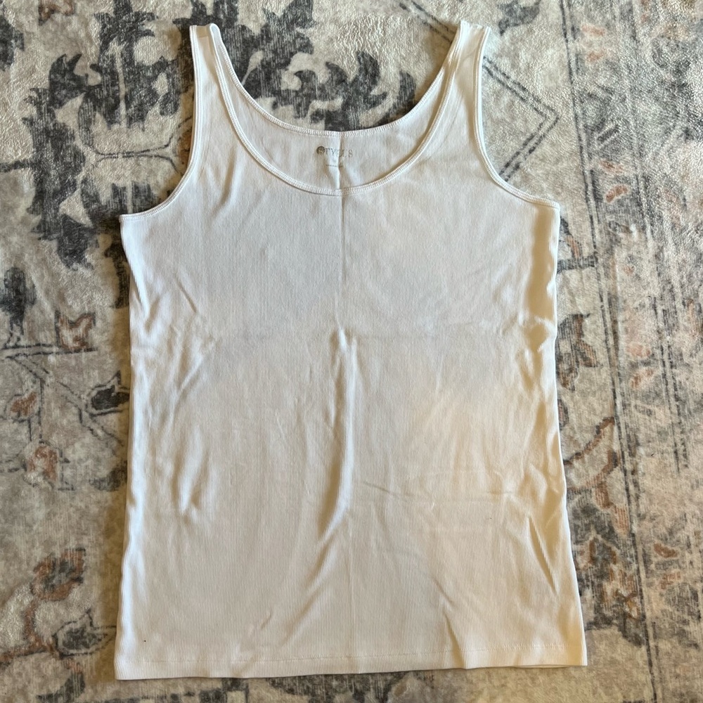 Stylus White Ribbed Tank Top